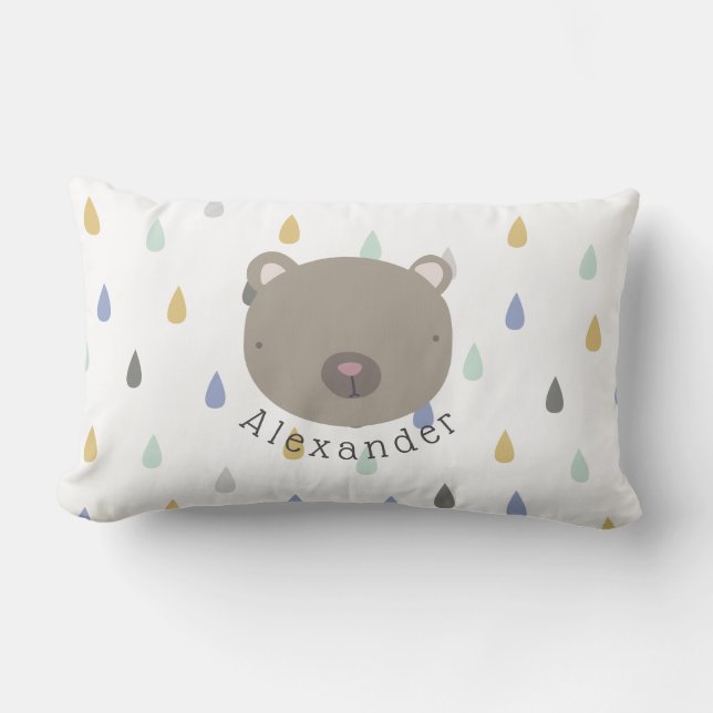 Almofada Lombar Urso de Cute de Nome Personalizável (Frente)