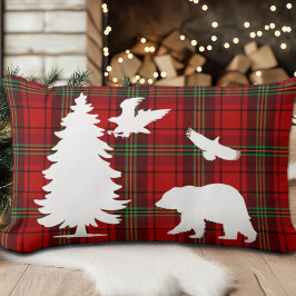 Almofada Lombar Urso-Pinheiro Águia Vermelho Preto