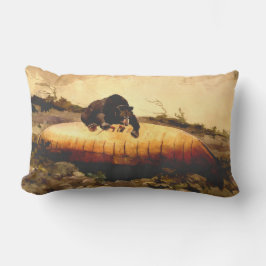 Almofada Lombar Urso Rústico e Canoa Winslow Homer 1895 Acampament