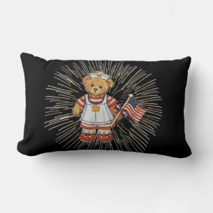 Almofada Lombar Urso Vintage com Fireworks Branco moderno