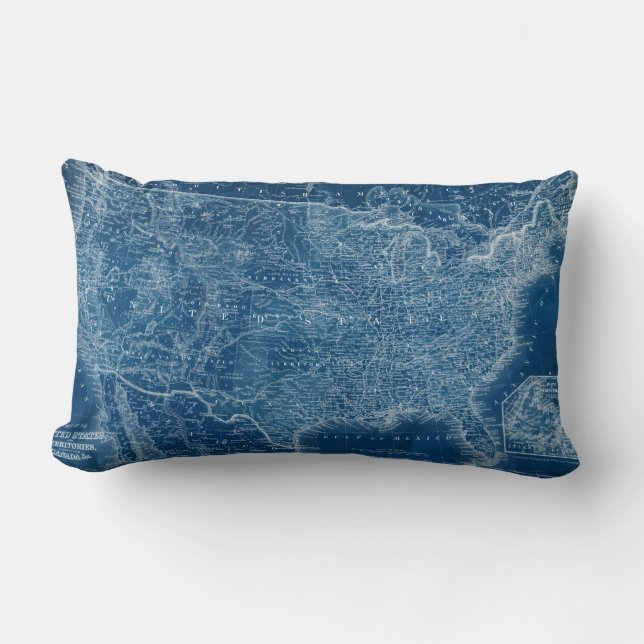 Almofada Lombar US Map Blueprint (Frente)