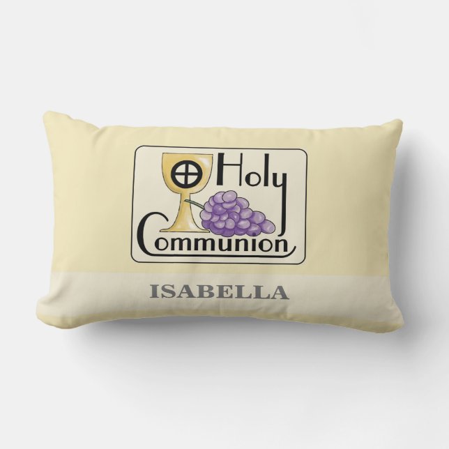 Almofada Lombar Uvas e Cálice da Primeira Comunhão, Personalizável (Frente)