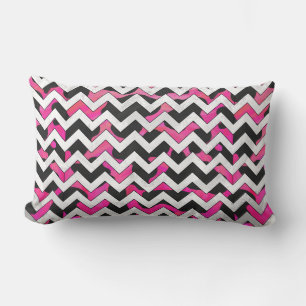 Almofada Lombar Vaca Chevron, rosa quente e Impressão preto