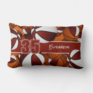 Almofada Lombar vários basketbolas maroon decor de salas de esport