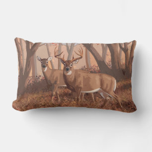 Almofada Lombar Veado De Whitetail Na Floresta - Natureza Do Estil