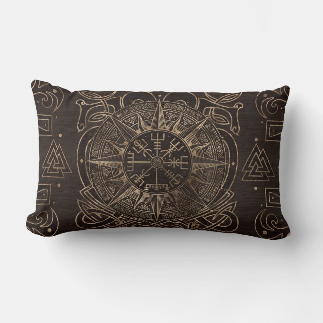 Almofada Lombar Vegvisir - Ornamento de Compass Viking (Frente)