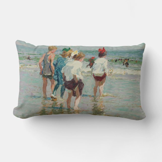 Almofada Lombar Verão em Brighton Beach (por E.H. Potthast) (Frente)