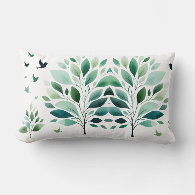 Almofada Lombar Verdant Whispers Chickadee (Frente)