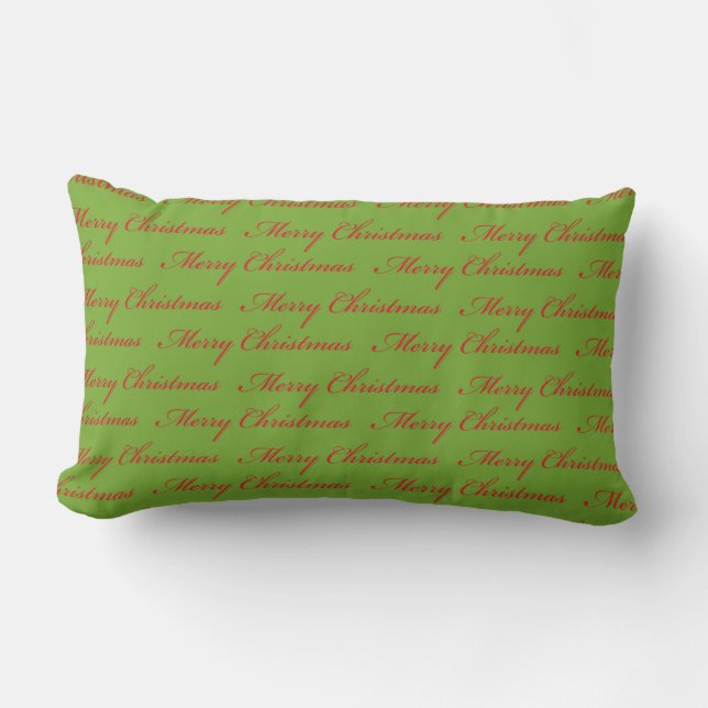 ALMOFADA LOMBAR VERDE COM NATAL DE MERCADORIAS EM SCRIPT (Frente)
