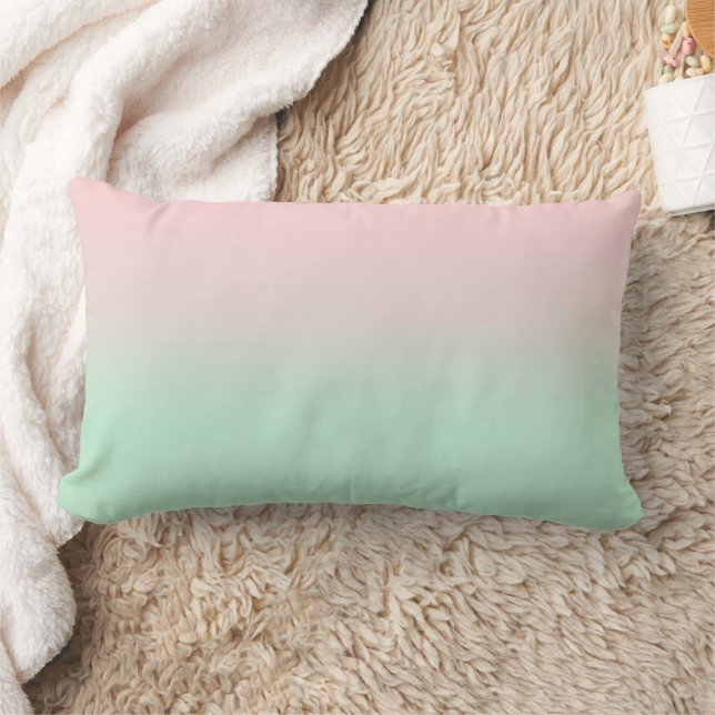 Almofada Lombar Verde de Gradiente Rosa Cinza Estético de Pastel (Cobertor)