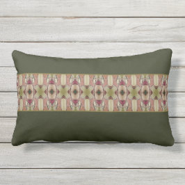 Almofada Lombar Verde escuro com bege e Borgonha