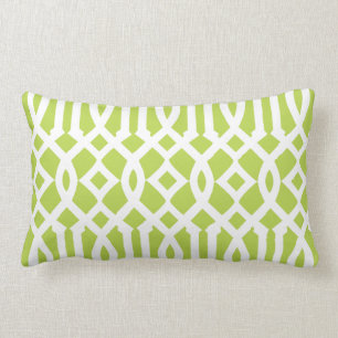 Almofada Lombar Verde limão moderno e padrão branco da Trellis