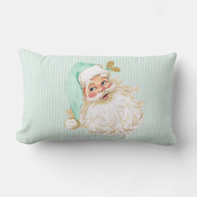 Almofada Lombar Verde neutro da hortelã de Papai Noel do Victorian (Frente)