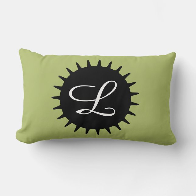 Almofada Lombar Verde prudente Monogrammed customizável (Frente)
