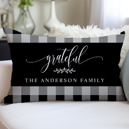 Almofada Lombar Verificação de Buffalo Preto e Branco Personalizad