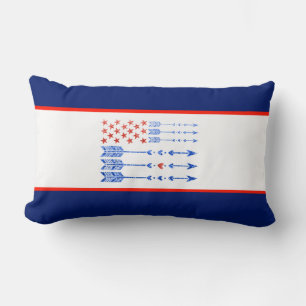 Almofada Lombar Vermelho, branco, azul, bandeira, estrelas, setas,