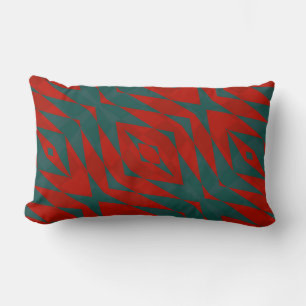Almofada Lombar Vermelho e Teal Geométrico