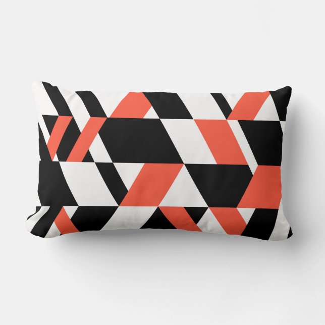 Almofada Lombar Vermelho-negro, moderno, moderno, design geométric (Frente)
