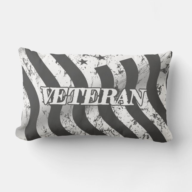 Almofada Lombar Veterano dos EUA - vintage branco 001 (Frente)