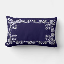 Vetor de Renda Branca Elegante sobre Azul Marinho