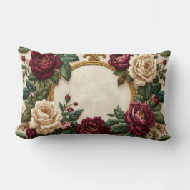 Almofada Lombar Victorian Roses Gold Oval Frame Pillow - Elegant B