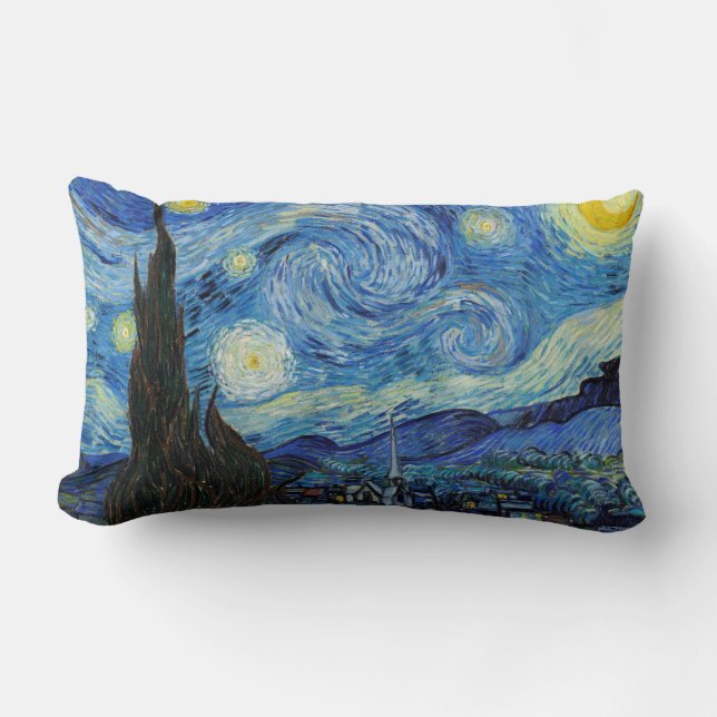 Almofada Lombar Vincent Van Gogh Noite Estrelada Arte Fina Vintage (Frente)