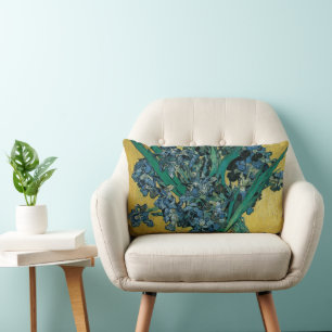 Almofada Lombar Vincent van Gogh - Vaso com Íris Fundo Amarelo