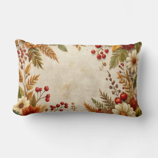 Almofada Lombar Vintage Autumn Floral Border Pillow - Fall Flowers