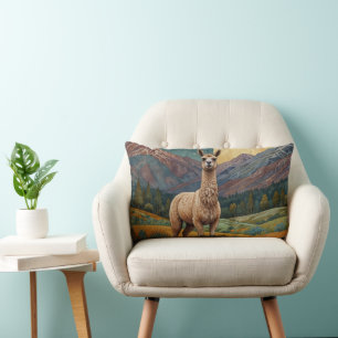 Almofada Lombar Vintage boho llama alpaca paisagem de vintage