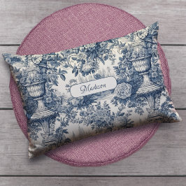 Almofada Lombar Vintage chic Blue toile de jouy monograma