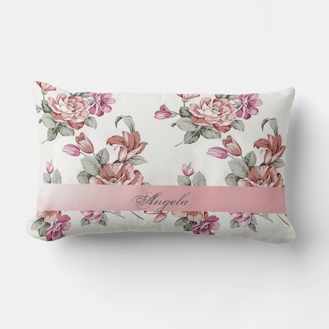 Almofada Lombar Vintage Chic Feminino Flores-Personalizadas (Frente)