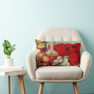 Almofada Lombar Vintage Comida italiana Cebolas de tomate Peppers 