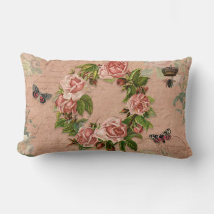 Almofada Lombar Vintage Floral Buquê Rosa Flowers Bebidas em Ephe