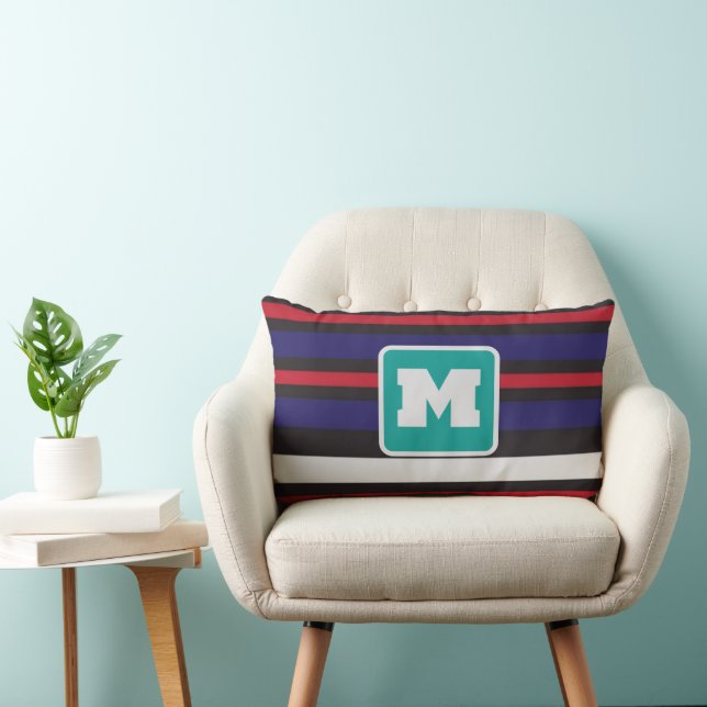 Almofada Lombar Vintage geometric jacquard Striped Modern monogram (Cadeira)