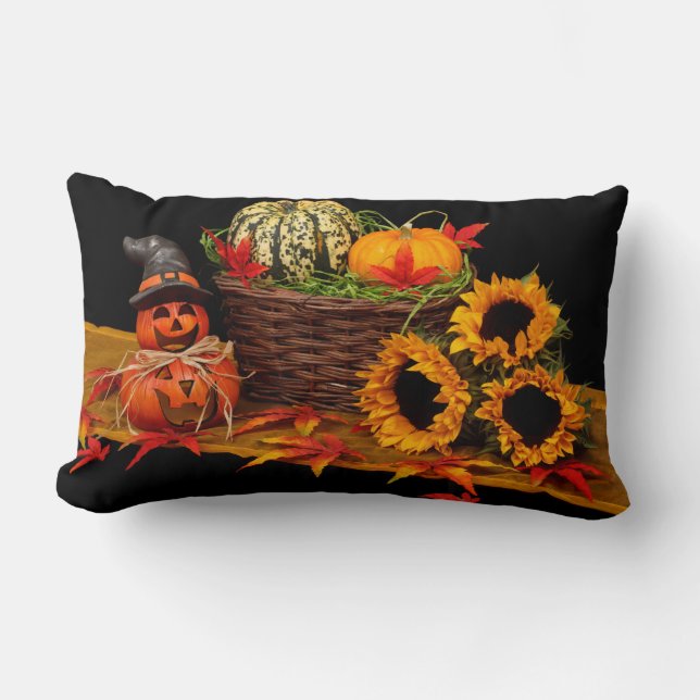 Almofada Lombar Vintage Halloween Pumpkin Autumn (Frente)