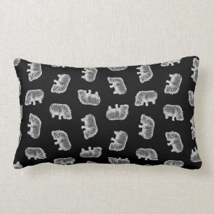 Almofada Lombar Vintage Hippo Impressão Padrão Hipopótamo Art B