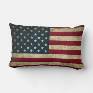 Almofada Lombar Vintage Patriotic Rustic Grunge USA Flag Americano