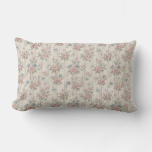 Almofada Lombar Vintage Rústico Charme Desgastado Floral em Madeir