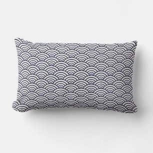 Almofada Lombar Vintage Trendy Seigaiha — padrão oceânico japo