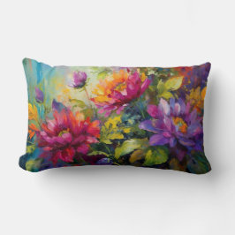Almofada Lombar Vintage Vibrant Floral Painting