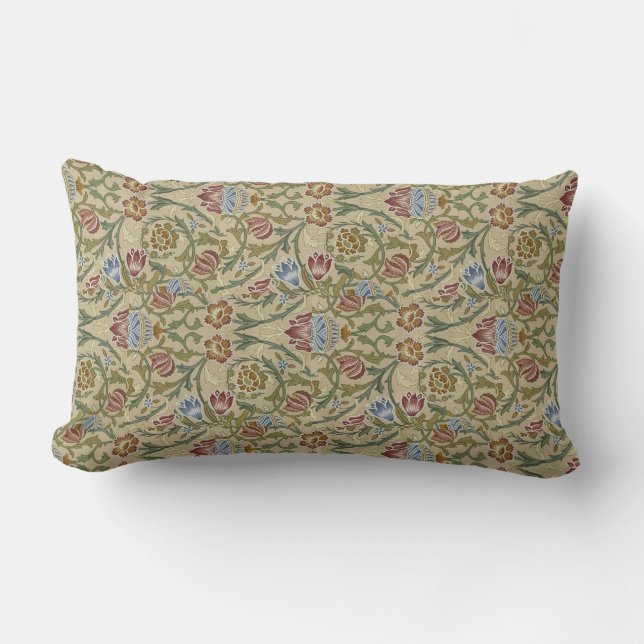 Almofada Lombar Vintage William Morris Blue Brocade rosa (Frente)