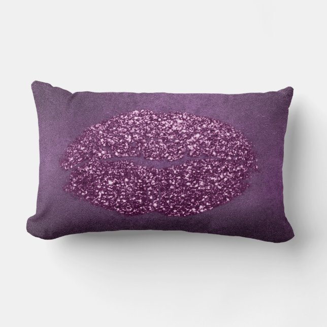 Almofada Lombar Violeta Lábios Roxos Brilhante Plum Girly Makeup K (Frente)
