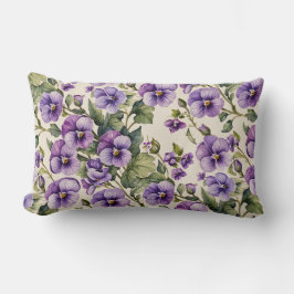 Almofada Lombar Violetas roxas em branco