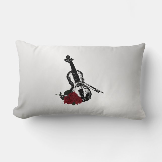 Almofada Lombar Violino e Rosas Prata (Frente)