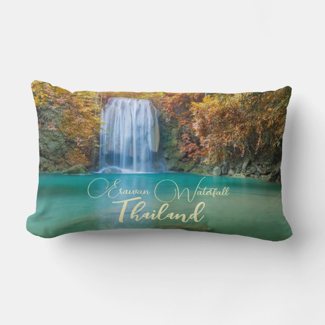 Almofada Lombar Visão de queda de Erawan Waterfall Tailândia (Frente)