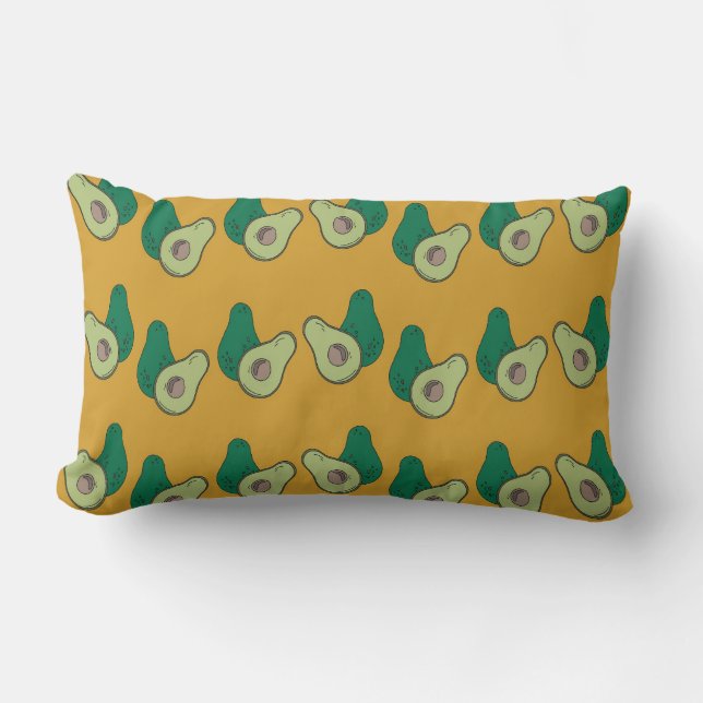 Almofada Lombar Vocado verde em castanho (Frente)