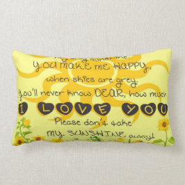 Almofada Lombar Você é minha luz do sol com as flores no amarelo