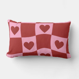 Almofada Lombar Warped Crimson Pink Checkerboard Pillow