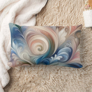 Almofada Lombar Watercolor Fantasy Floral Pastel Blue & Cream