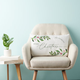 Almofada Lombar Watercolor Winter Greenery Modern Christmas